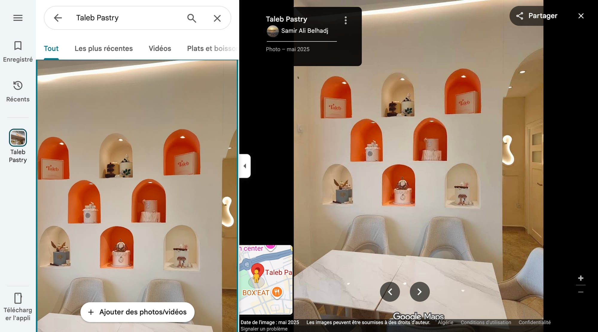 Intérieur élégant de Taleb Pastry